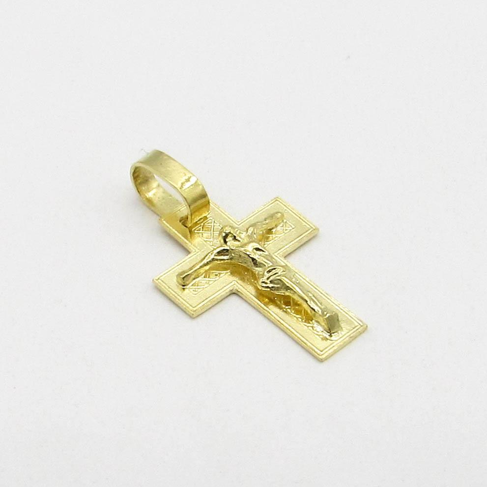DIJE CRUZ MARCADA CRISTO 12x17MM S445 /O.AMARILLO